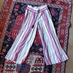 Multicolored Wide, Split Leg Linen Pants